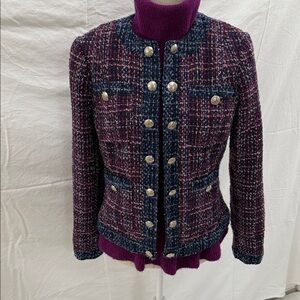 White House Black Market Purple and Navy Tweed Blazer